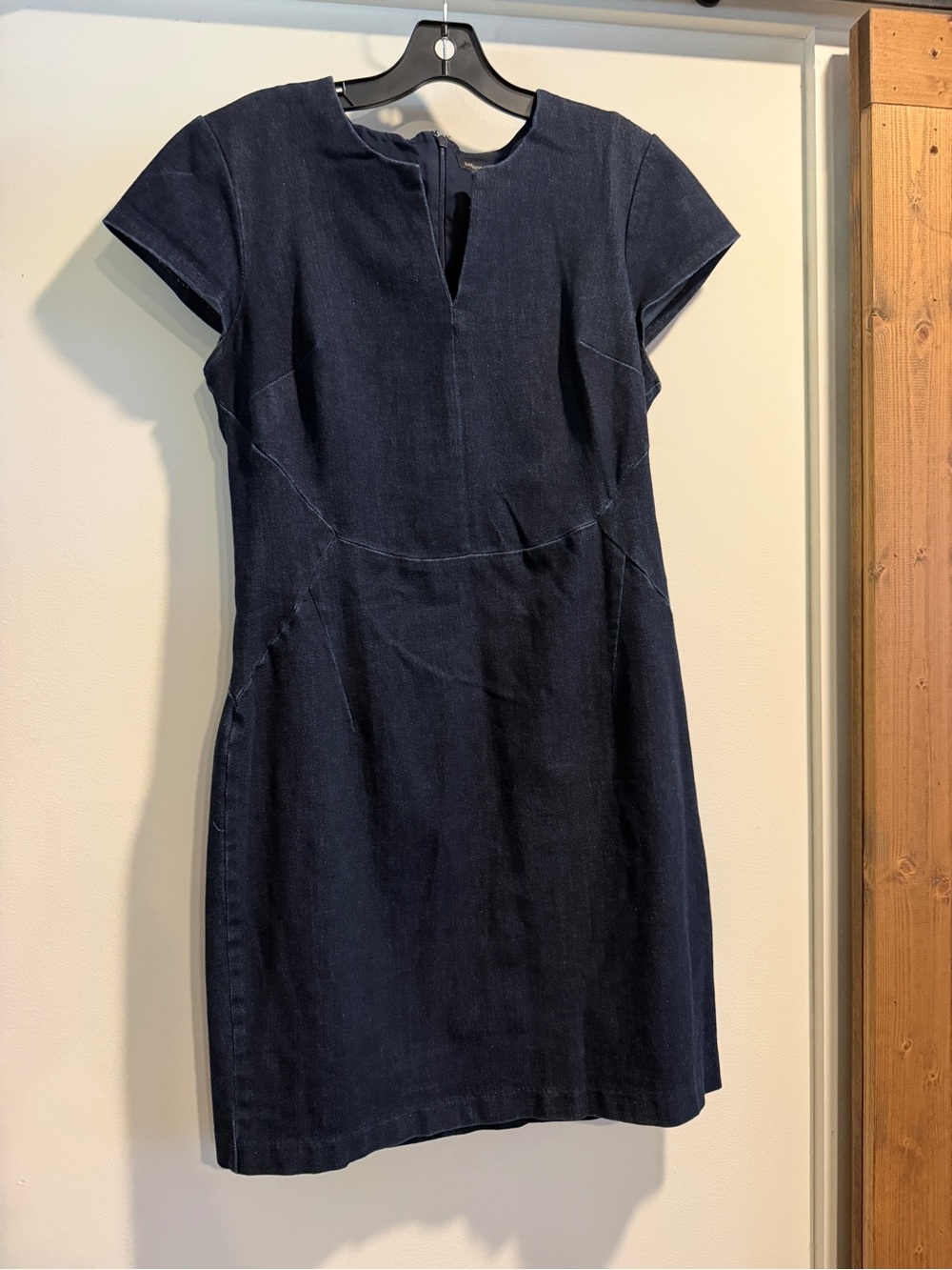 Banana Republic Navy Short-Sleeve Denim Sheath Dress